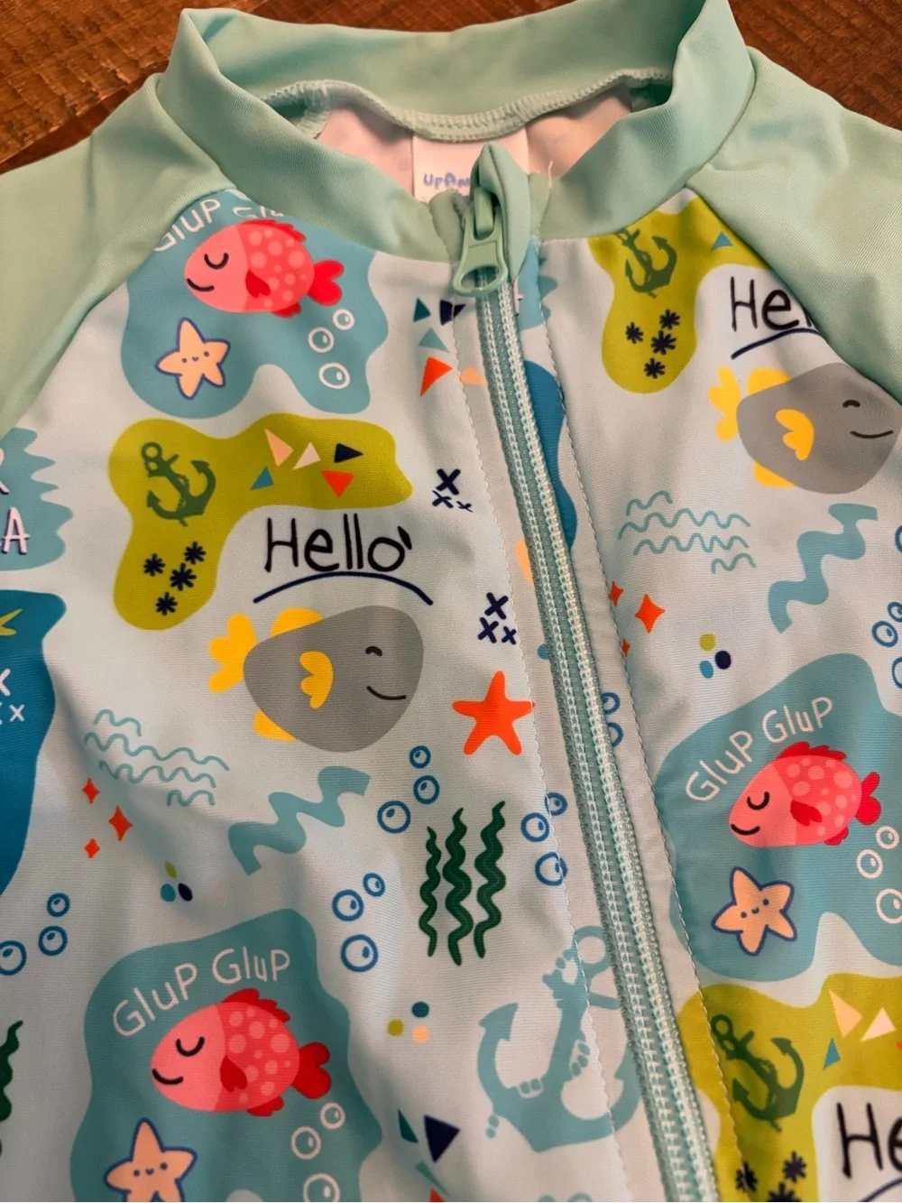 2 Baby Girl Swim Outfits - Long Sleeves Snap Leg Closure Zip Rash-guards 12-18M